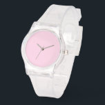 Breast cancer awareness pink stylish cute watch<br><div class="desc">Breast cancer awareness month light pink solid plain colour modern stylish cute eWatch Watch. Available in many styles and options. You can personalise it with your own text. Colour is editable. During Breast Cancer Awareness Month in October and throughout the year people wear pink ribbons to honour survivors, remember those...</div>