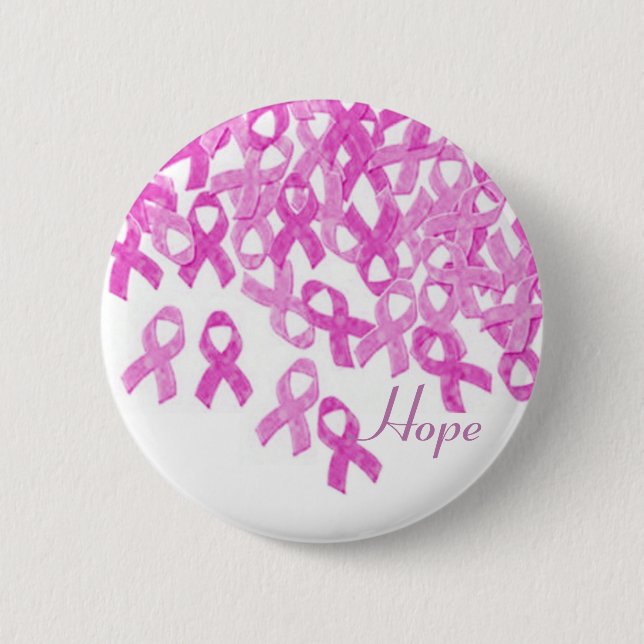 Breast Cancer Awareness Pink Velvet Ribbon Button (Front)