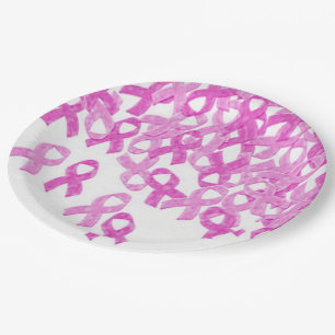 Breast Cancer Awareness Pink Velvet Ribbon Plates