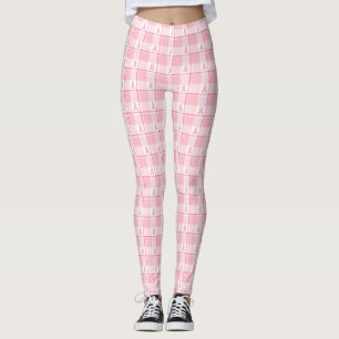 Breast Cancer Awareness Plaid Pink Ribbon Leggings