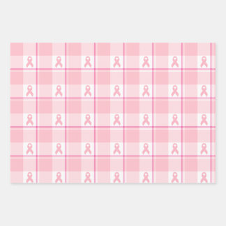 Breast Cancer Awareness Plaid Wrapping Paper, Pink Wrapping Paper Sheet