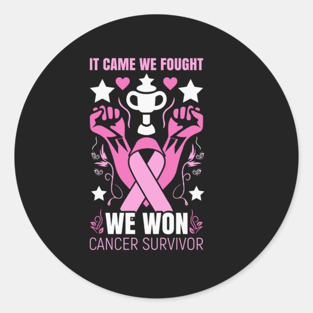 breast cancer awareness quotes classic round sticker (Front)