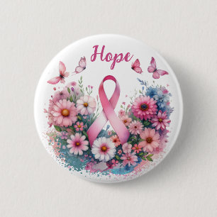 Breast Cancer Awareness Ribbon 6 Cm Round Badge