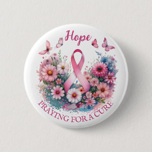 Breast Cancer Awareness Ribbon 6 Cm Round Badge