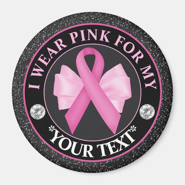 Breast Cancer Awareness Ribbon & Bow Design Magnet (Front)