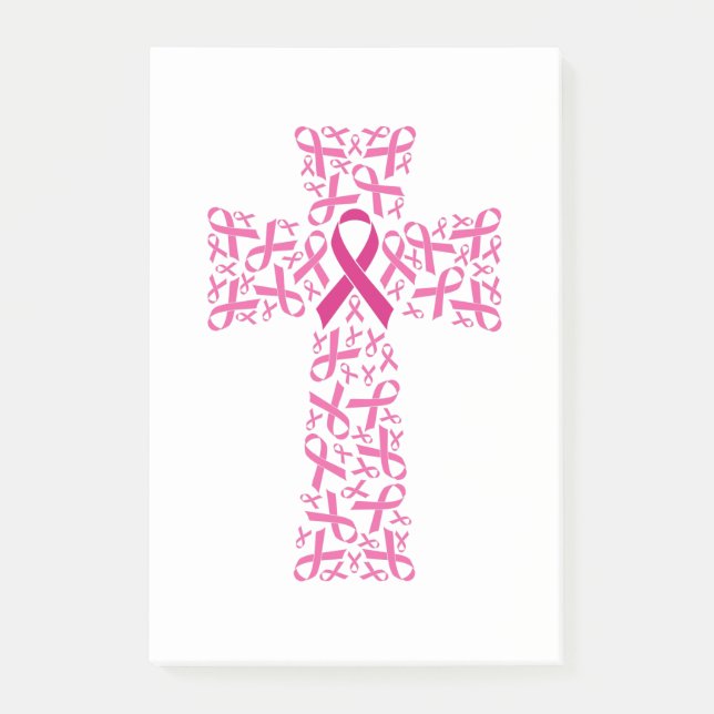 Breast Cancer Awareness Ribbon Cross Post-it Notes (Front)