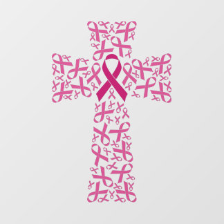 Breast Cancer Awareness Ribbon Cross Window Cling