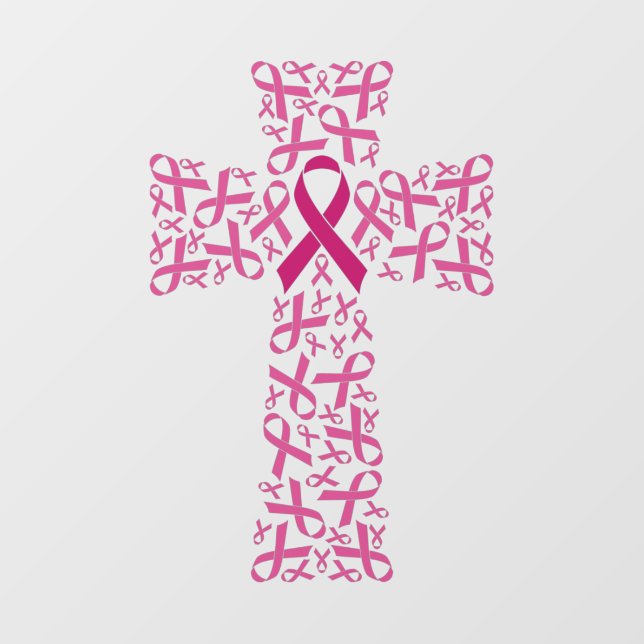 Breast Cancer Awareness Ribbon Cross Window Cling (Sheet)