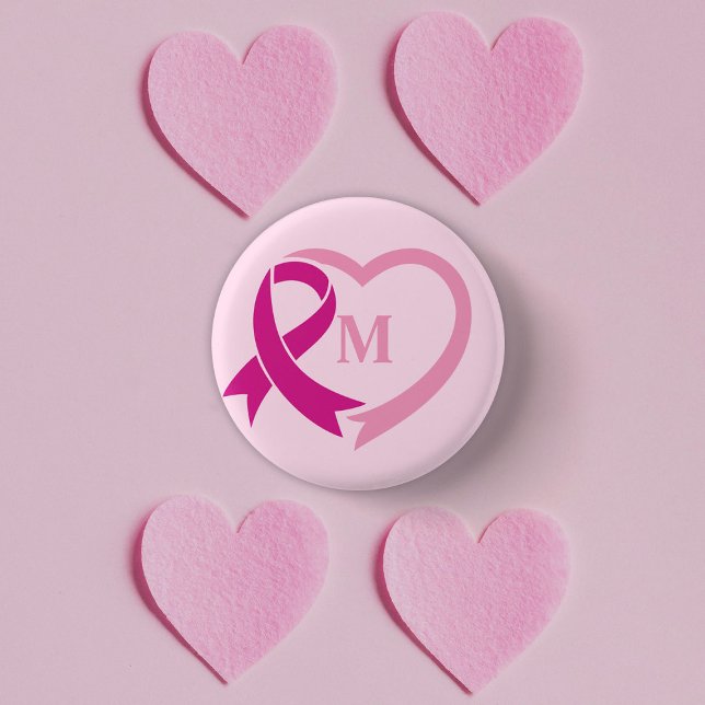 Breast Cancer Awareness Ribbon Custom Monogram 3 Cm Round Badge (Creator Uploaded)