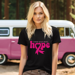 Breast Cancer Awareness Ribbon Custom Name Text T-Shirt
