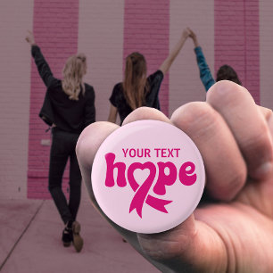 Breast Cancer Awareness Ribbon Custom Text or Name 3 Cm Round Badge