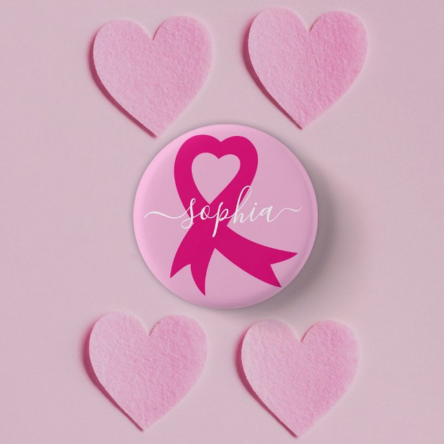Breast Cancer Awareness Ribbon Custom Text or Name 3 Cm Round Badge (Creator Uploaded)