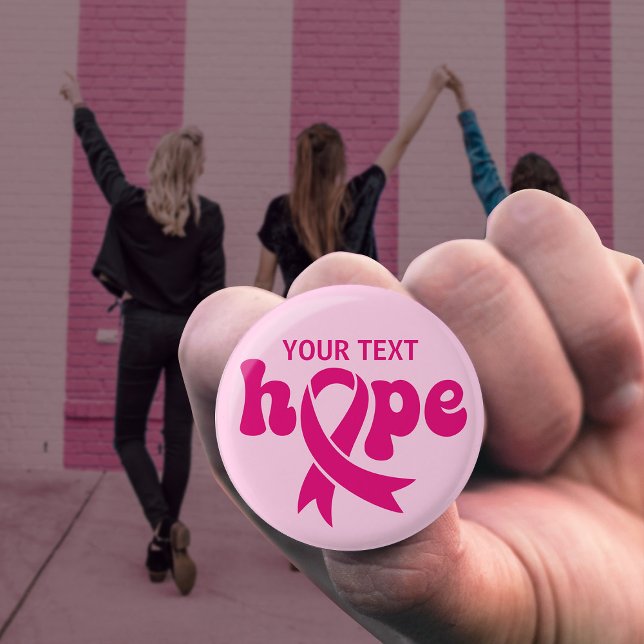 Breast Cancer Awareness Ribbon Custom Text or Name 3 Cm Round Badge (Creator Uploaded)