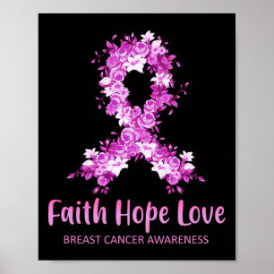 Breast Cancer Awareness - Ribbon Flower Pink Poster