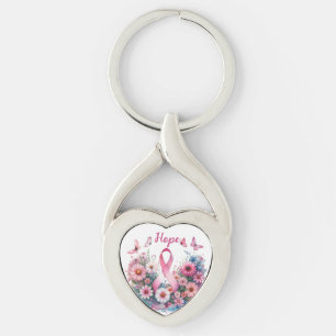 Breast Cancer Awareness Ribbon Key Ring