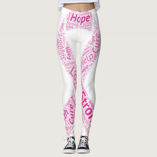 Breast Cancer Awareness Ribbon Leggings (Front)