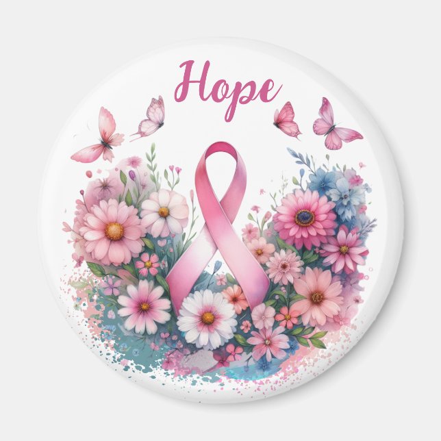 Breast Cancer Awareness Ribbon Magnet (Front)