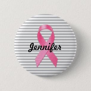 Breast Cancer Awareness Ribbon Personalised 6 Cm Round Badge