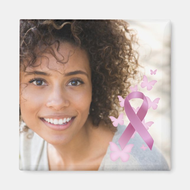 Breast Cancer Awareness Ribbon Photo Keepsake Magnet (Front)