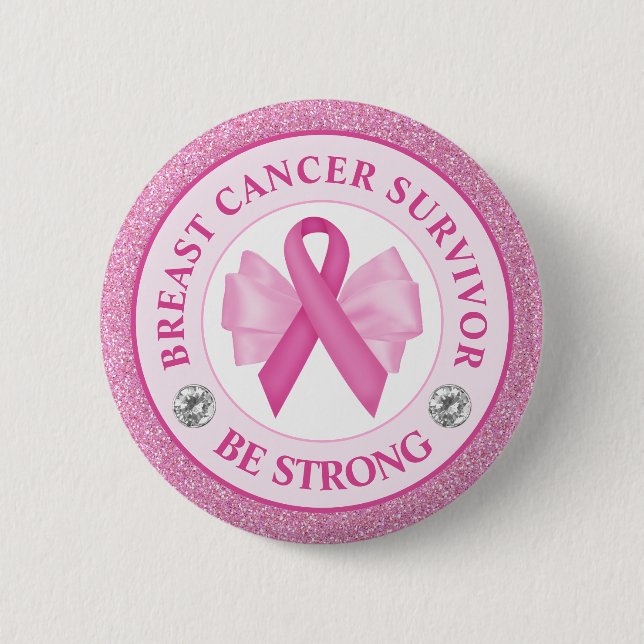 Breast Cancer Awareness Ribbon Survivor 6 Cm Round Badge (Front)