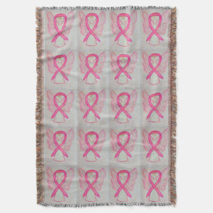 Breast Cancer Awareness Ribbon Throw Blanket