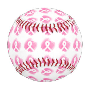 Breast Cancer Awareness Ribbon Watercolor Baseball
