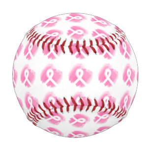 Breast Cancer Awareness Ribbon Watercolor Baseball