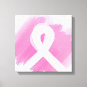 Breast Cancer Awareness Ribbon Watercolor Canvas Print