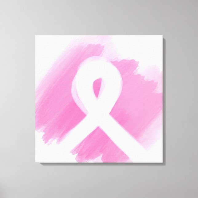 Breast Cancer Awareness Ribbon Watercolor  Canvas Print (Front)