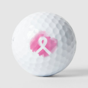 Breast Cancer Awareness Ribbon Watercolor Golf Balls