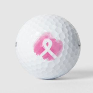 Breast Cancer Awareness Ribbon Watercolor Golf Balls