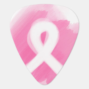 Breast Cancer Awareness Ribbon Watercolor Guitar Pick