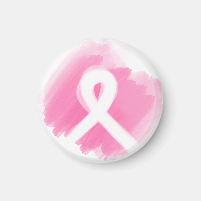 Breast Cancer Awareness Ribbon Watercolor Magnet (Front)