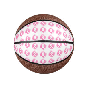 Breast Cancer Awareness Ribbon Watercolor Mini Basketball