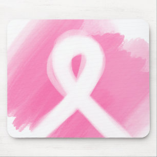Breast Cancer Awareness Ribbon Watercolor Mouse Mat