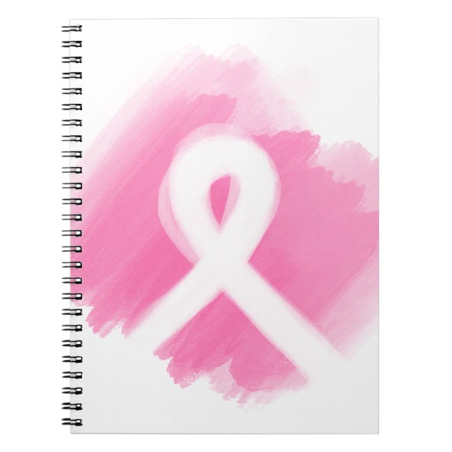 Breast Cancer Awareness Ribbon Watercolor  Notebook (Front)