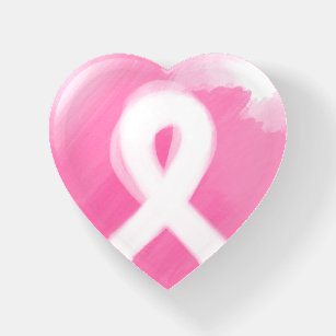 Breast Cancer Awareness Ribbon Watercolor Paperweight