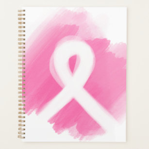 Breast Cancer Awareness Ribbon Watercolor Planner