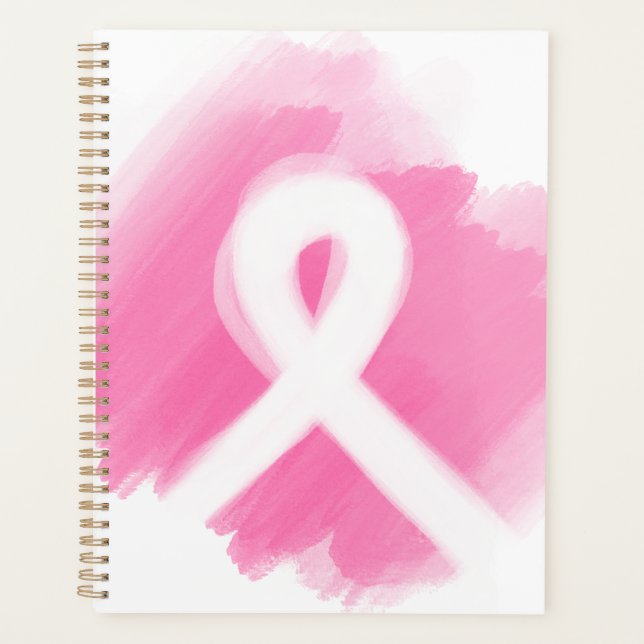 Breast Cancer Awareness Ribbon Watercolor Planner (Front)