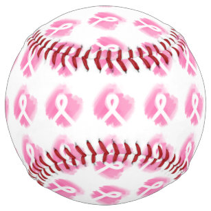 Breast Cancer Awareness Ribbon Watercolor Softball
