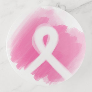 Breast Cancer Awareness Ribbon Watercolor  Trinket Trays