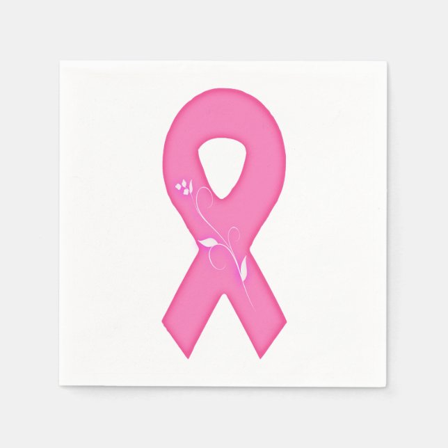Breast Cancer Awareness Ribbon With Flower Napkin (Front)
