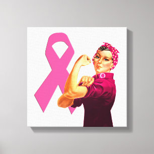 Breast Cancer Awareness Rosie the Riveter Canvas Print
