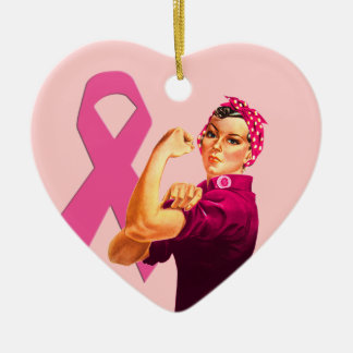 Breast Cancer Awareness Rosie the Riveter Ceramic Tree Decoration