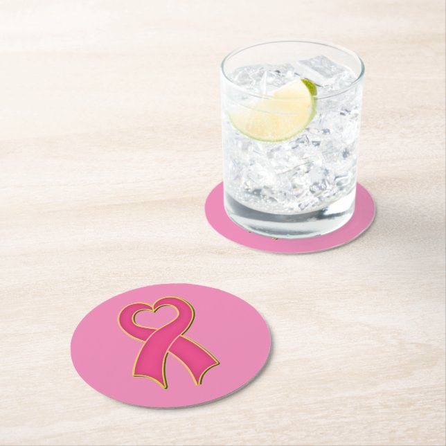 Breast Cancer Awareness Round Paper Coaster (Insitu)