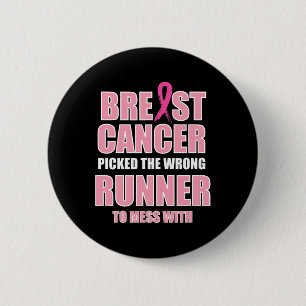 Breast Cancer Awareness Runner And Running 6 Cm Round Badge