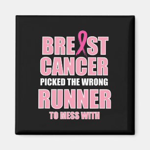 Breast Cancer Awareness Runner And Running Magnet