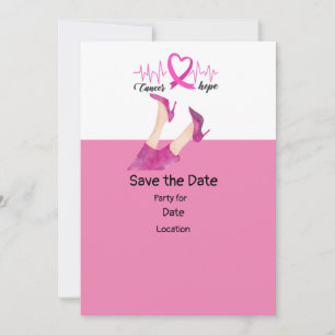 Breast Cancer Awareness,Save the Date Party   Invitation
