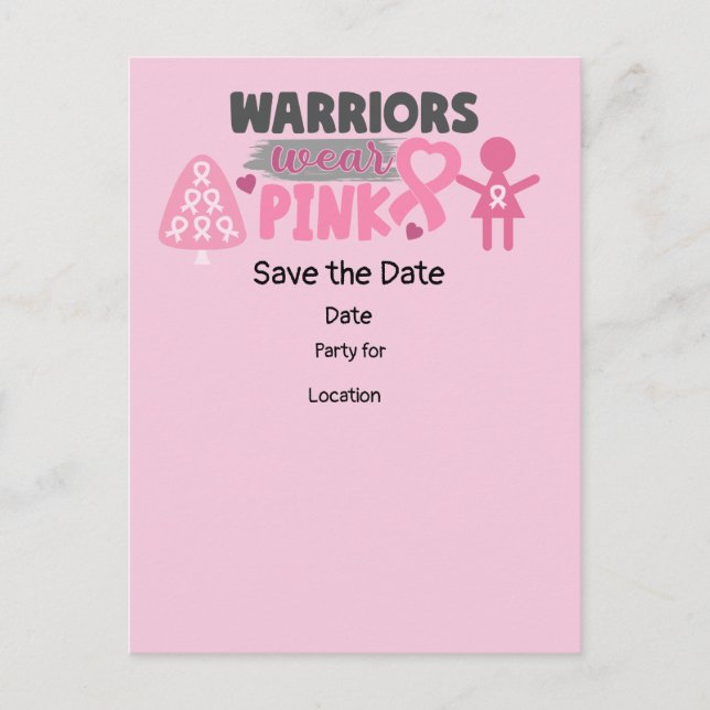 Breast Cancer Awareness,Save the Date Party  Postcard (Front)
