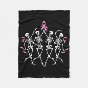 Breast Cancer Awareness Skeleton Dancing Pink Ribb Fleece Blanket